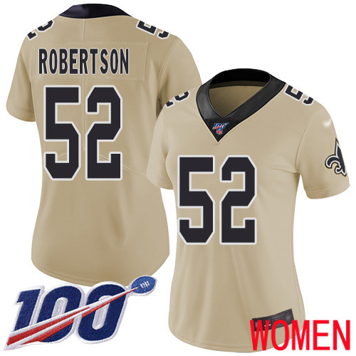 New Orleans Saints Limited Gold Women Craig Robertson Jersey NFL Football #52 100th Season Inverted Legend Jersey->youth nfl jersey->Youth Jersey